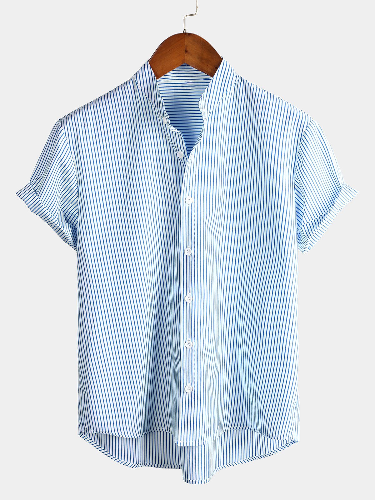 Velren — Men’s Breathable Cotton Henley Shirt with Short Sleeves (Blue S) - short | Zavonix