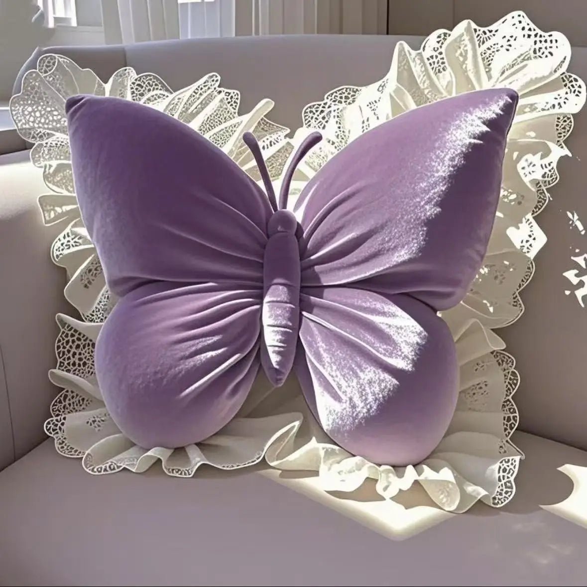 Velvet and Lace Decorative Throw Pillow – Plush Couch Accent Pillow for Stylish Home Decor 0