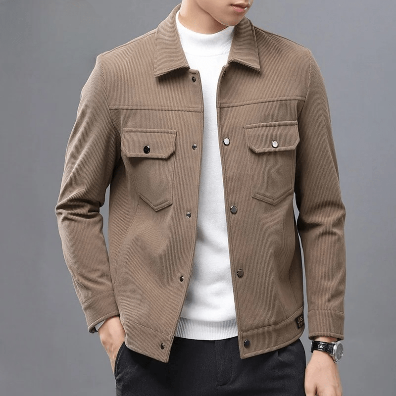 Velynn Corduroy Jacket — Casual Snap - Closure Jacket with Chest Pockets (Black S) - | Zavonix
