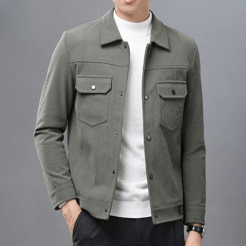 Velynn Corduroy Jacket — Casual Snap - Closure Jacket with Chest Pockets (Green S) - | Zavonix