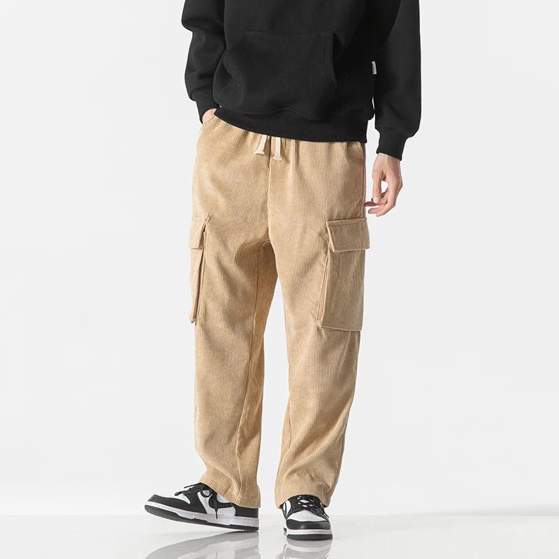 Venturo Pants — Breathable Corduroy Cargo Pants with Stretch Waist (Black XS) - | Zavonix