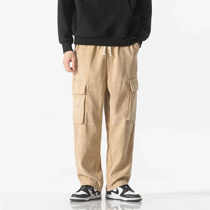 Venturo Pants — Breathable Corduroy Cargo Pants with Stretch Waist (Black XS) - | Zavonix