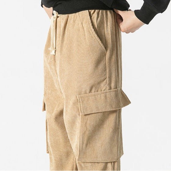 Venturo Pants — Breathable Corduroy Cargo Pants with Stretch Waist (Black XS) - | Zavonix
