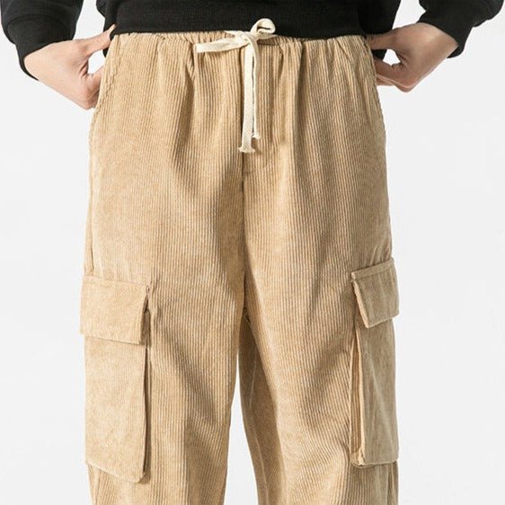 Venturo Pants — Breathable Corduroy Cargo Pants with Stretch Waist (Black XS) - | Zavonix