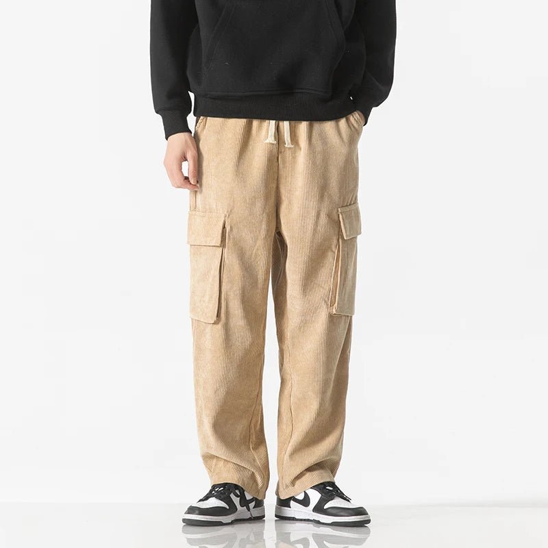 Venturo Pants — Breathable Corduroy Cargo Pants with Stretch Waist (Khaki XS) - | Zavonix