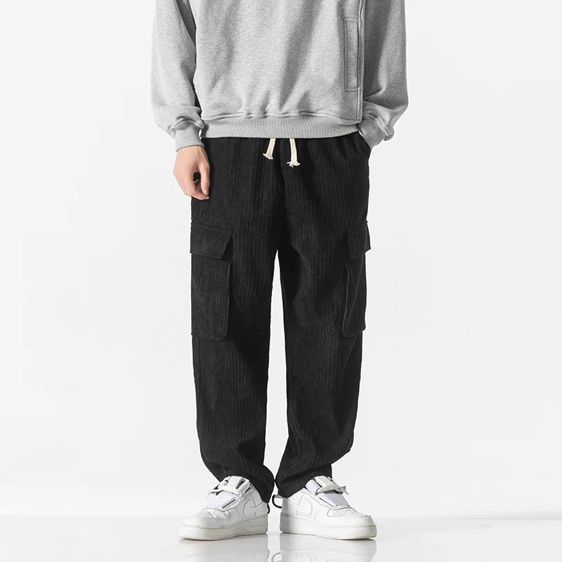 Venturo Pants — Breathable Corduroy Cargo Pants with Stretch Waist (Black XS) - | Zavonix