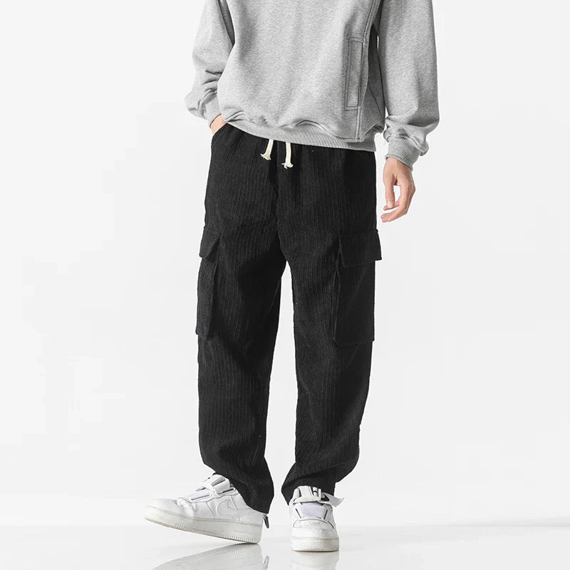 Venturo Pants — Breathable Corduroy Cargo Pants with Stretch Waist (Black XS) - | Zavonix