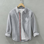 Velora — Breathable Linen Shirt with Tailored Relaxed Fit (Gray XS) - | Zavonix