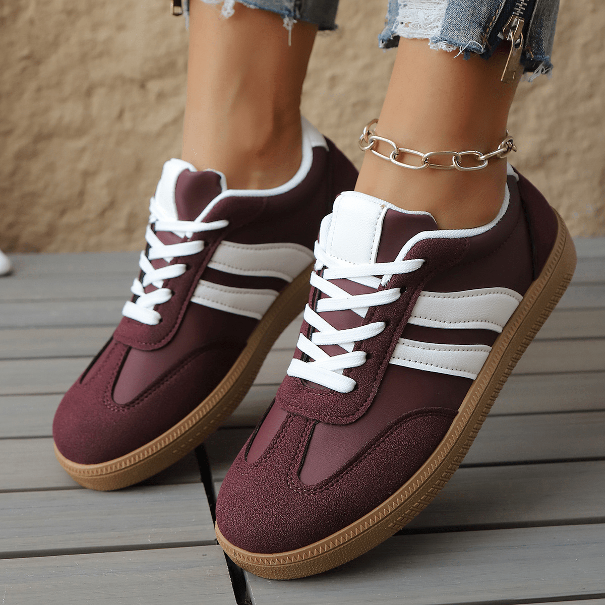 Summer Vintage Sneakers (Plum White US 6 / EU 38) - | Zavonix