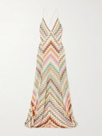 Woven Vibrant Chevron Pattern Open Back Maxi Dress (XS ) - Maxi Dresses | Zavonix