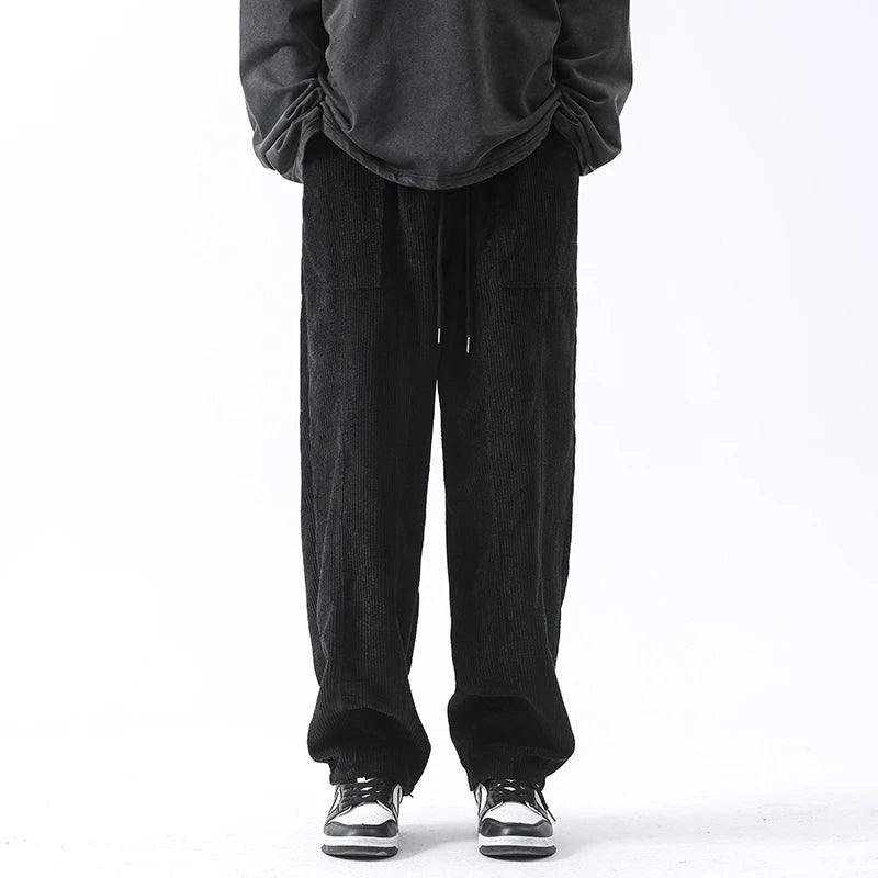 Vevrova — Lightweight Corduroy Pants with Relaxed Fit and Pockets (Black S) - | Zavonix