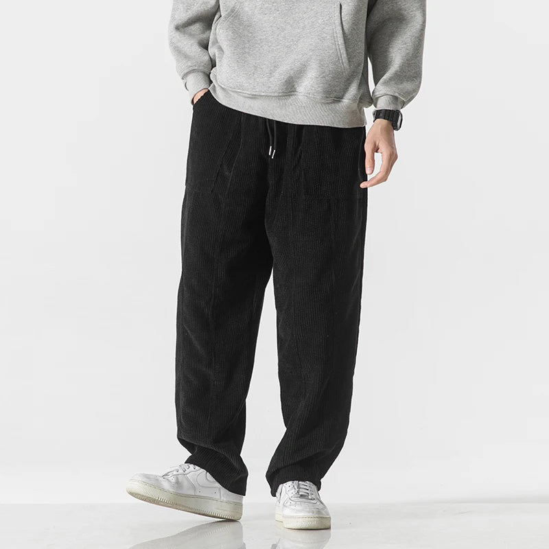 Vevrova — Lightweight Corduroy Pants with Relaxed Fit and Pockets (Black S) - | Zavonix