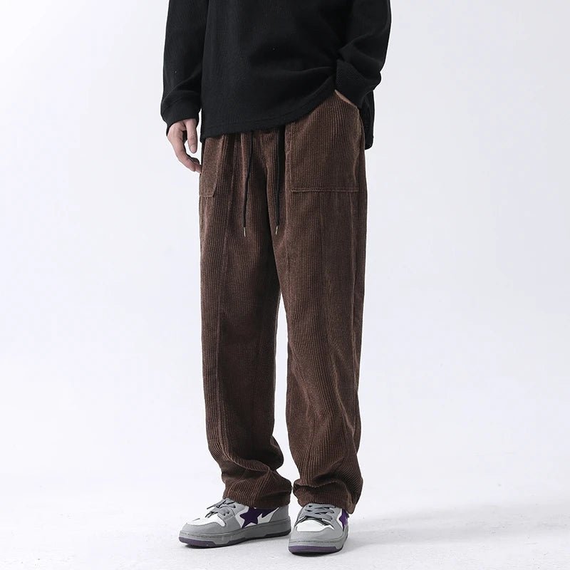 Vevrova — Lightweight Corduroy Pants with Relaxed Fit and Pockets (Brown S) - | Zavonix