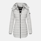 Veyla — Women’s Slim Quilted Hooded Puffer Coat with Ribbed Cuffs