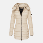 Veyla — Women’s Slim Quilted Hooded Puffer Coat with Ribbed Cuffs
