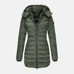 Veyla — Women’s Slim Quilted Hooded Puffer Coat with Ribbed Cuffs