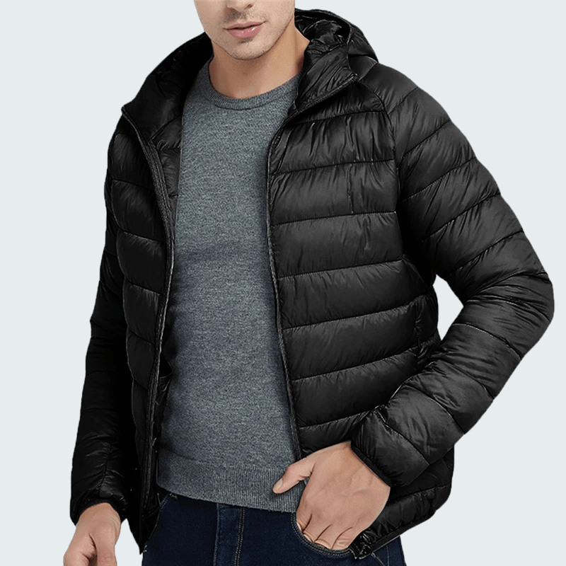 Veyron — Lightweight Quilted Hooded Coat for Cold Weather (Black S) - | Zavonix