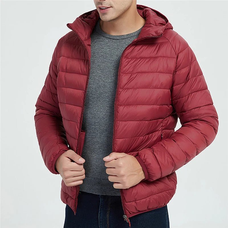 Veyron — Lightweight Quilted Hooded Coat for Cold Weather (Red S) - | Zavonix