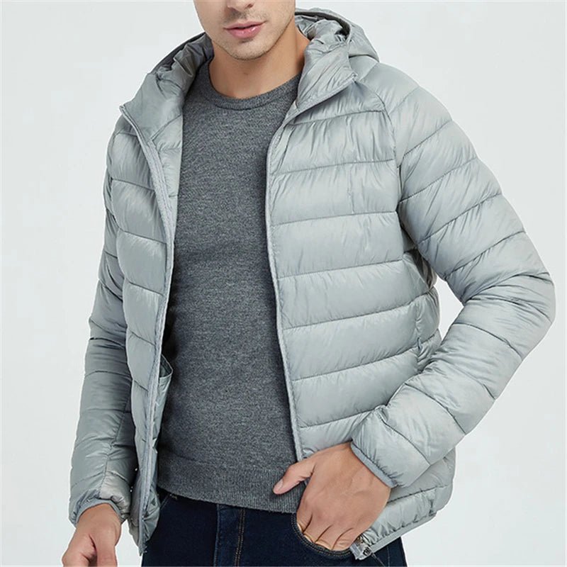 Veyron — Lightweight Quilted Hooded Coat for Cold Weather (Gray S) - | Zavonix