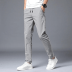Veyron SlimFit Pants — Wrinkle - Resistant Cotton Blend with Stretch (Light Gray XS (28 - 29)) - | Zavonix
