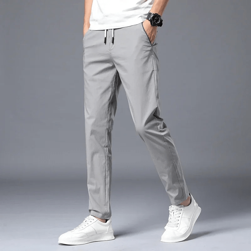 Veyron SlimFit Pants — Wrinkle - Resistant Cotton Blend with Stretch (Light Gray XS (28 - 29)) - | Zavonix