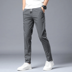 Veyron SlimFit Pants — Wrinkle - Resistant Cotton Blend with Stretch (Light Gray XS (28 - 29)) - | Zavonix
