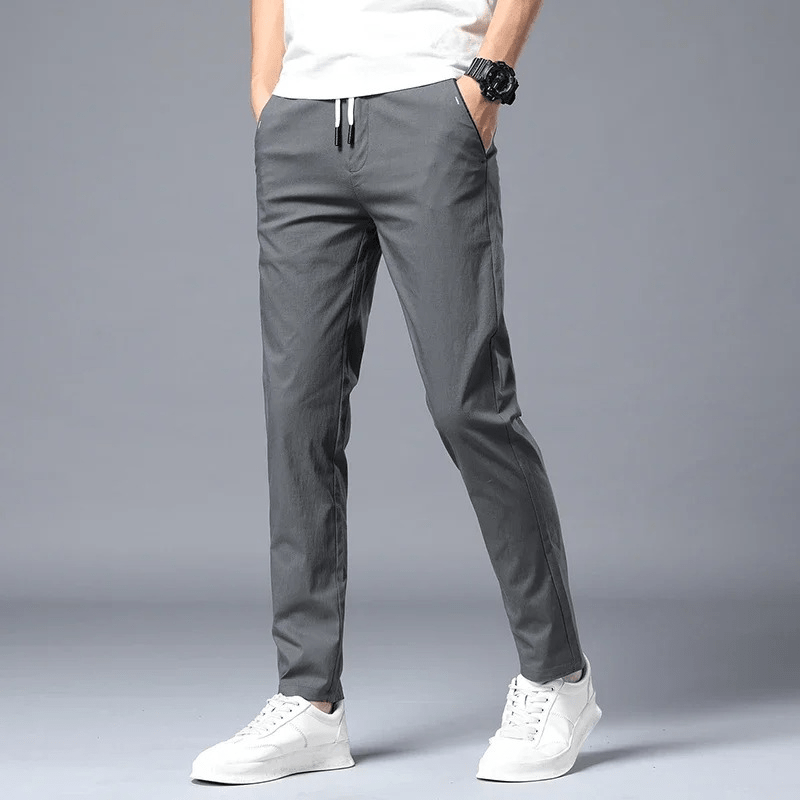 Veyron SlimFit Pants — Wrinkle - Resistant Cotton Blend with Stretch (Light Gray XS (28 - 29)) - | Zavonix