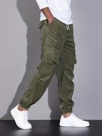 Vezoro Ribbed Joggers (Army Green XS) - | Zavonix