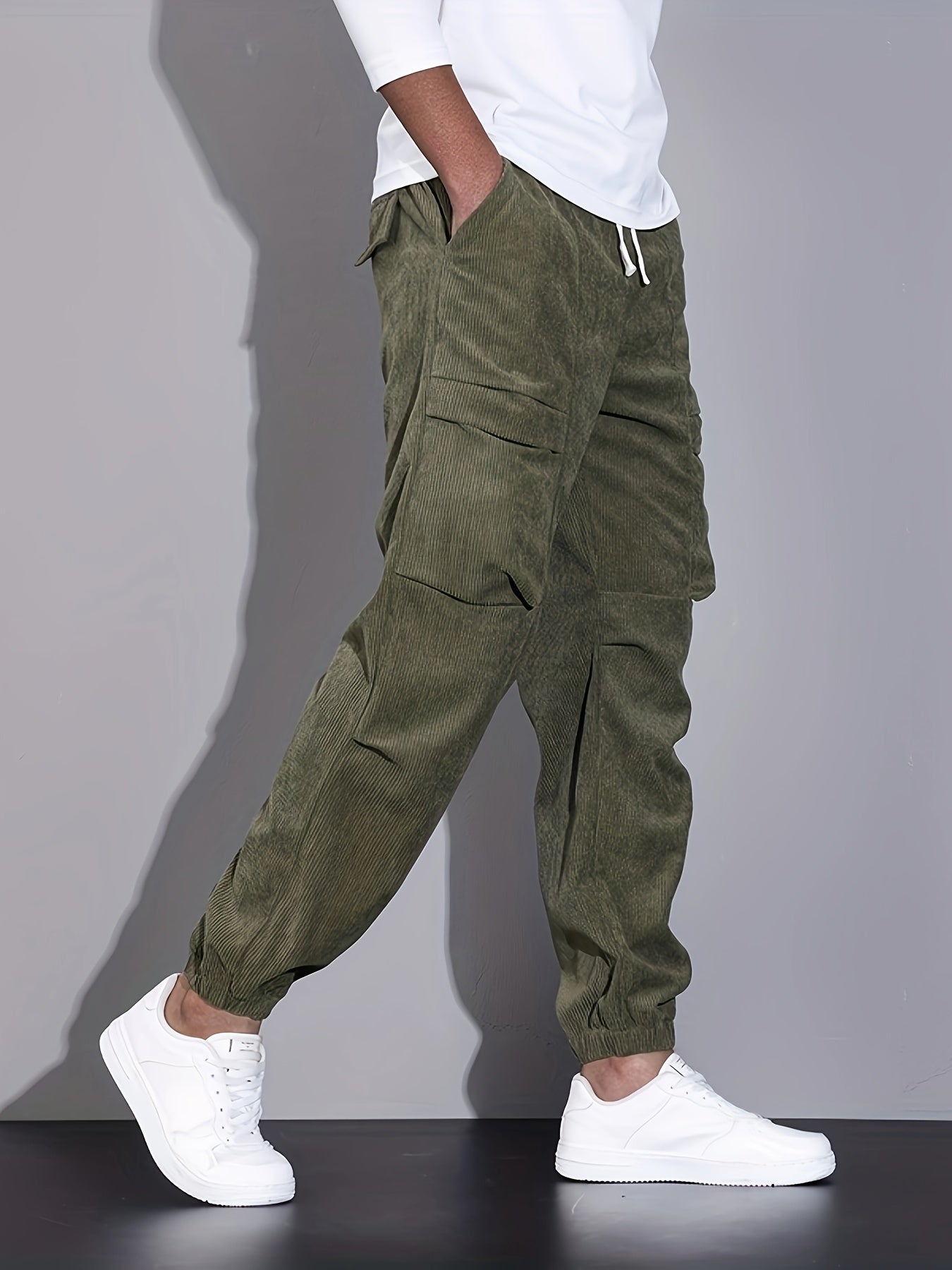 Vezoro Ribbed Joggers (Army Green XS) - | Zavonix