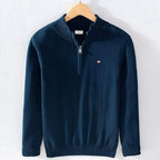Viero Sweater — Soft Italian Cotton Half - Zip Pullover with Versatile Style (Navy Blue S) - | Zavonix