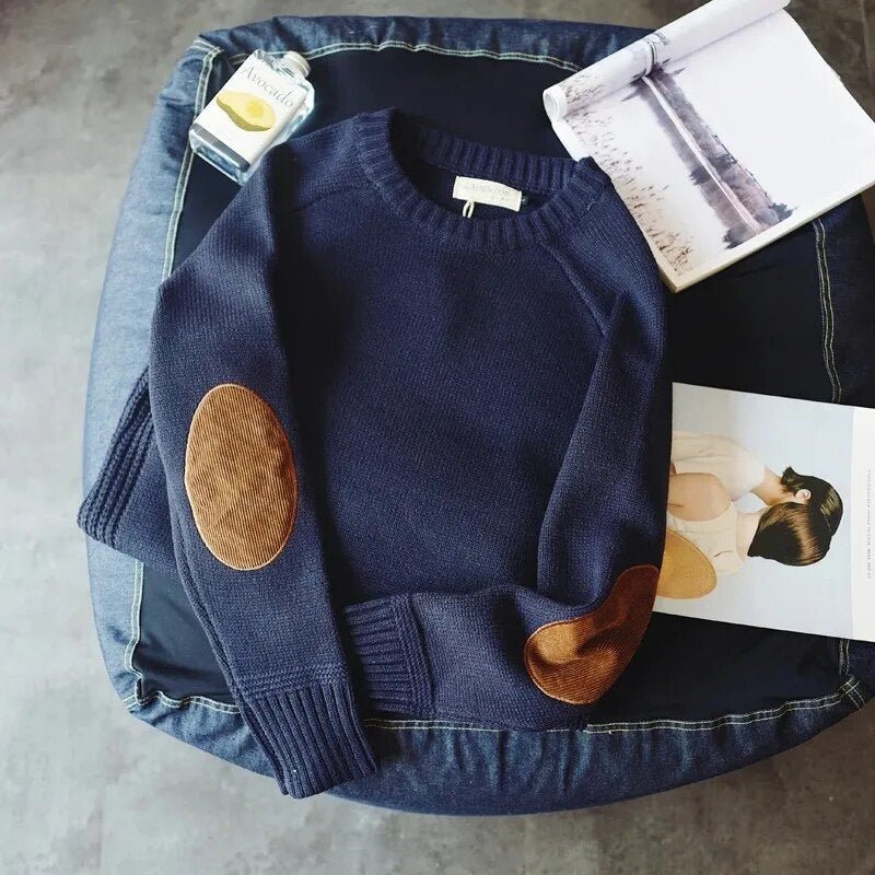 "Vintage Classic" Luxe Wool Jumper - Premium Wool Sweater (Navy Blue XS) - | Zavonix