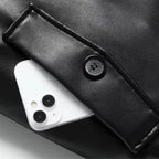Vintage Coat made from Elite Plant - Based Leather with Military Accents (Black XXS) - | Zavonix