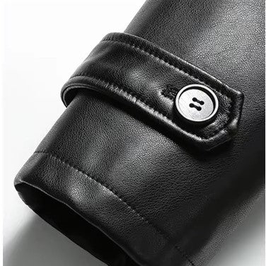 Vintage Coat made from Elite Plant - Based Leather with Military Accents (Black XXS) - | Zavonix