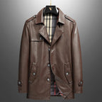 Vintage Coat made from Elite Plant - Based Leather with Military Accents (Black XXS) - | Zavonix