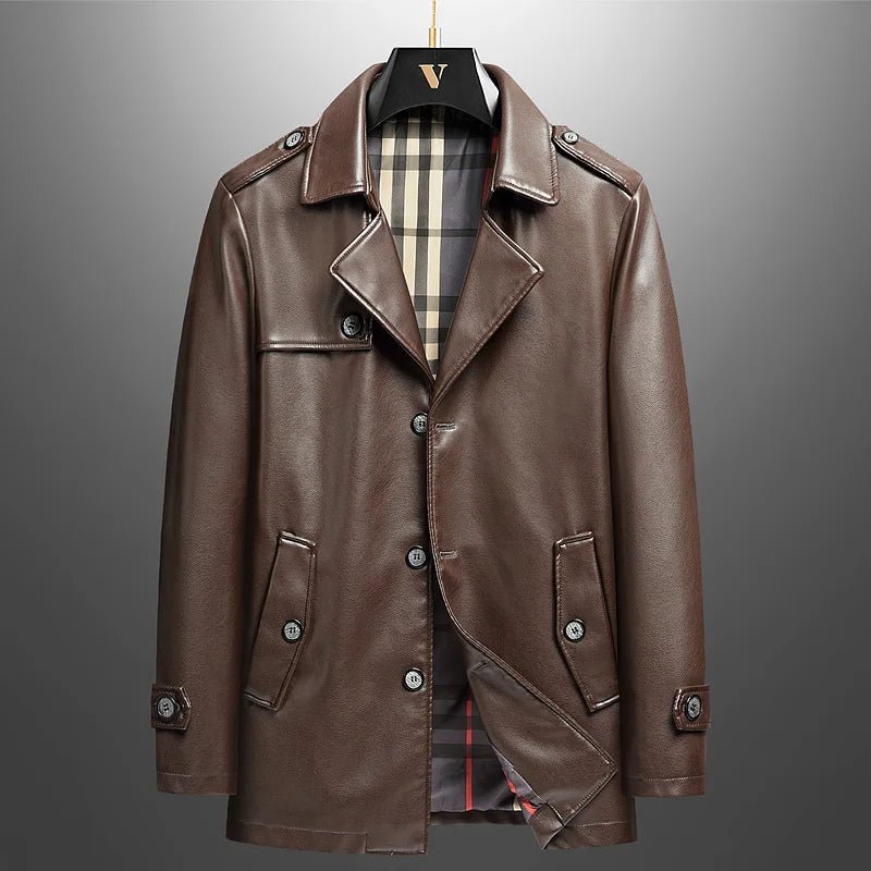 Vintage Coat made from Elite Plant - Based Leather with Military Accents (Black XXS) - | Zavonix