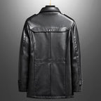 Vintage Coat made from Elite Plant - Based Leather with Military Accents (Black XXS) - | Zavonix