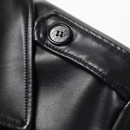 Vintage Coat made from Elite Plant - Based Leather with Military Accents (Black XXS) - | Zavonix