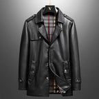 Vintage Coat made from Elite Plant - Based Leather with Military Accents (Black XXS) - | Zavonix