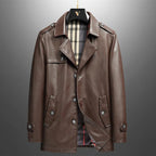 Vintage Coat made from Elite Plant - Based Leather with Military Accents (Brown XXS) - | Zavonix