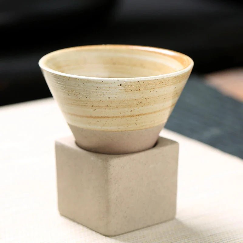 Vintage Cone Shaped Ceramic Espresso Cups Set with Holder – Handcrafted Demitasse Mugs for Unique Coffee Experience 8