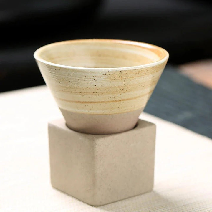 Vintage Cone Shaped Ceramic Espresso Cups Set with Holder – Handcrafted Demitasse Mugs for Unique Coffee Experience 8