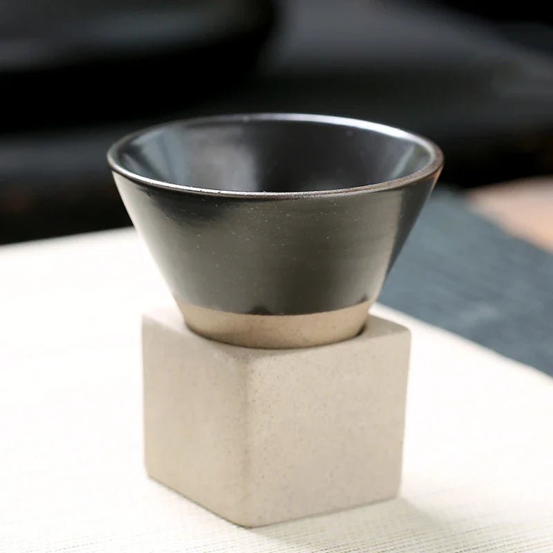 Vintage Cone Shaped Ceramic Espresso Cups Set with Holder – Handcrafted Demitasse Mugs for Unique Coffee Experience 13