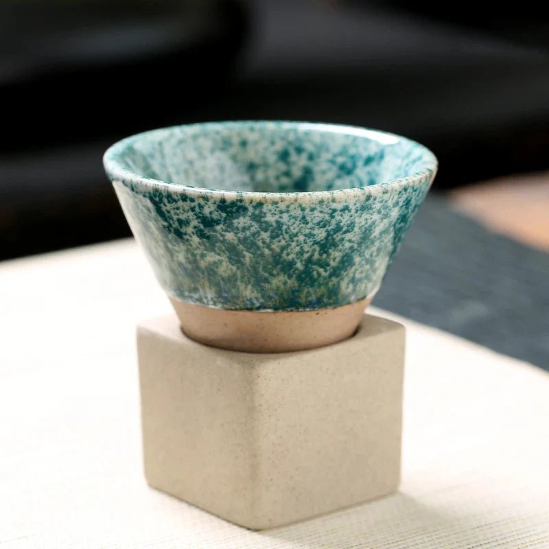 Vintage Cone Shaped Ceramic Espresso Cups Set with Holder – Handcrafted Demitasse Mugs for Unique Coffee Experience 14
