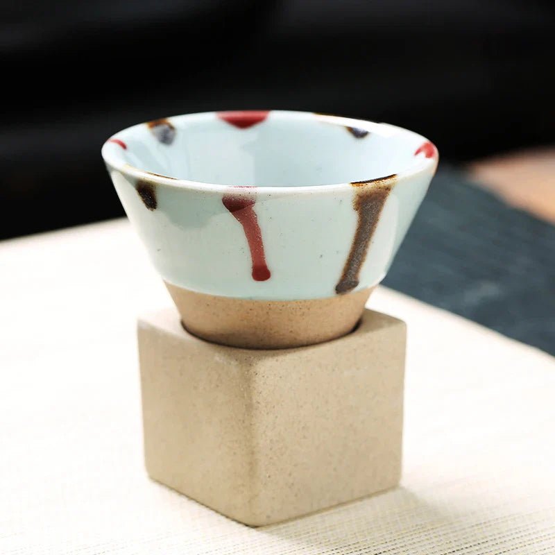Vintage Cone Shaped Ceramic Espresso Cups Set with Holder – Handcrafted Demitasse Mugs for Unique Coffee Experience 11