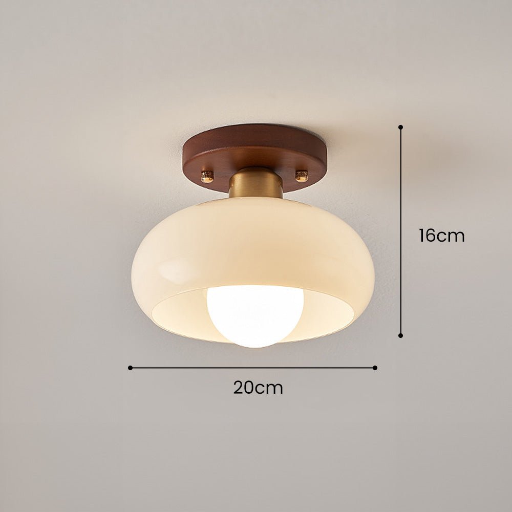Vintage Glass Ceiling Light with Wood Accents for Hallways and Entryways 7