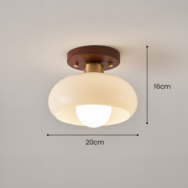 Vintage Glass Ceiling Light with Wood Accents for Hallways and Entryways 7