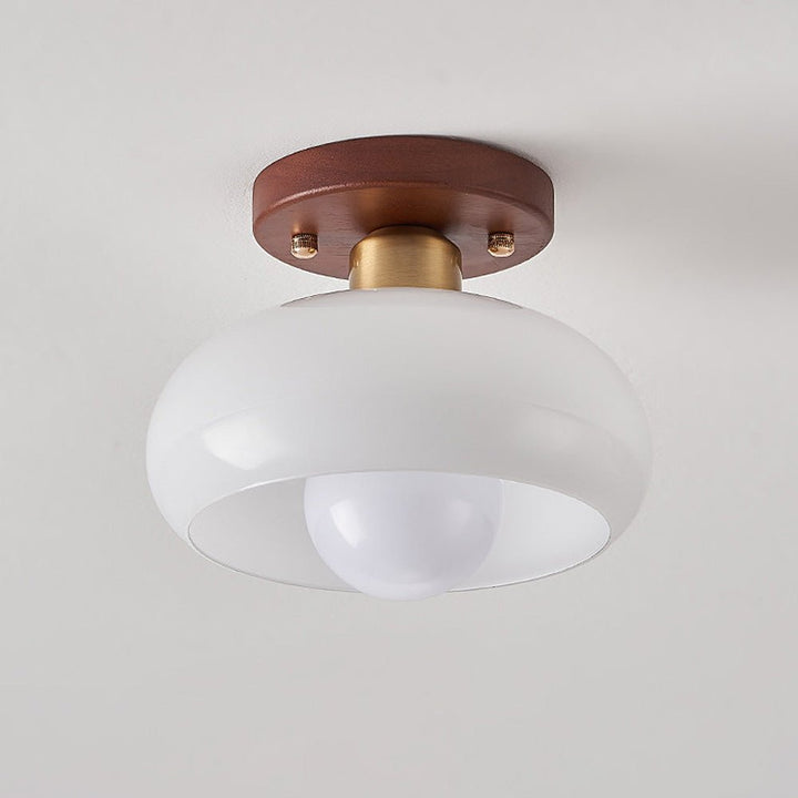 Vintage Glass Ceiling Light with Wood Accents for Hallways and Entryways 6