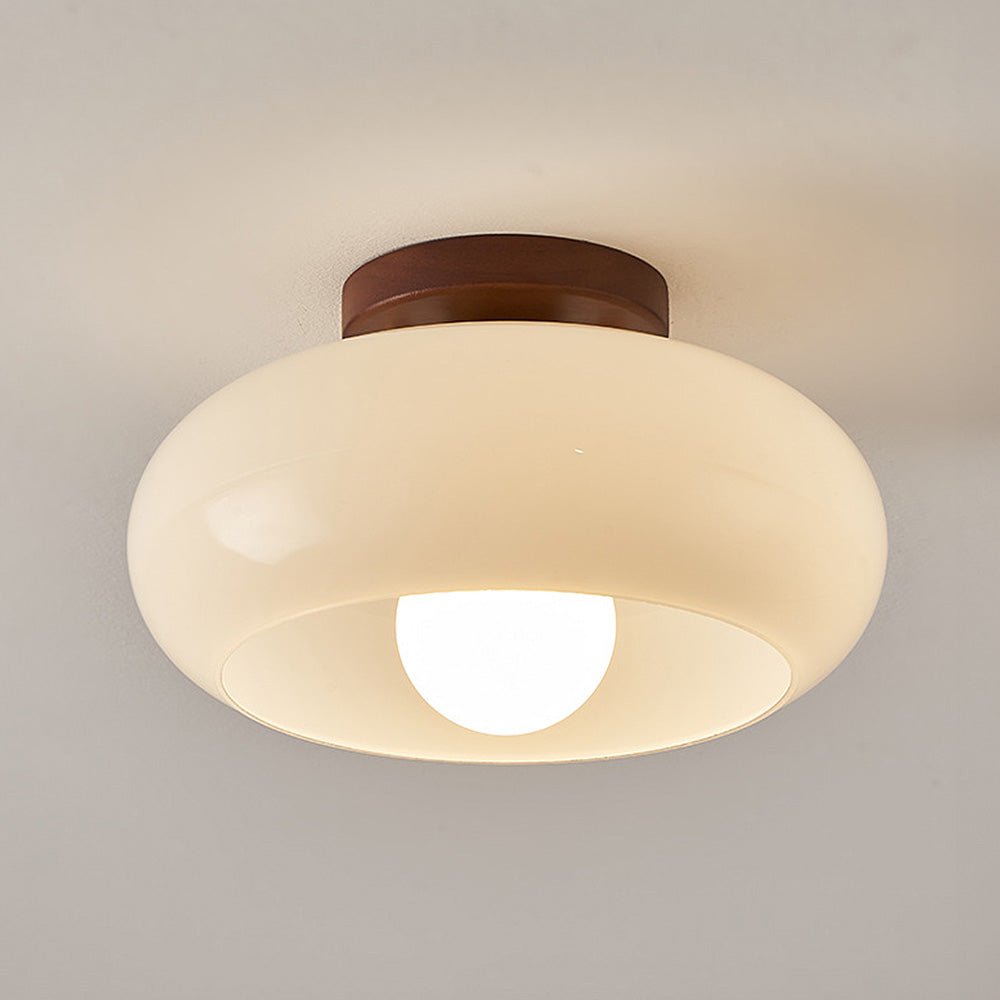 Vintage Glass Ceiling Light with Wood Accents for Hallways and Entryways 1