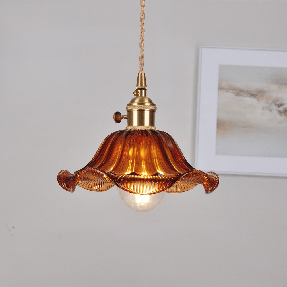 Vintage Glass Pendant Light Fixture for Dining Room and Kitchen – Adjustable Height Ceiling Light 1