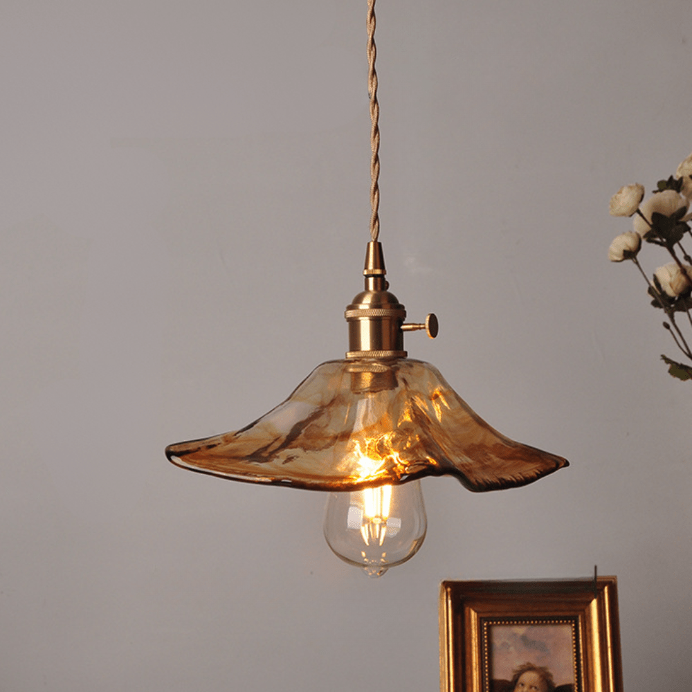 Vintage Glass Pendant Light Fixture for Dining Room and Kitchen – Adjustable Height Ceiling Light 3